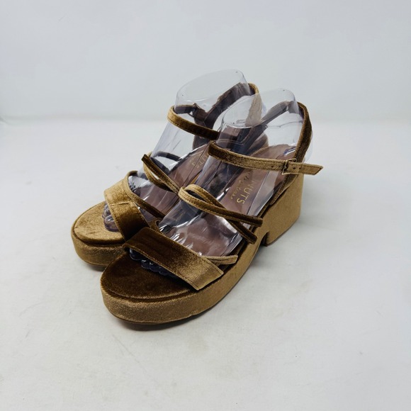 Coconuts by Matisse Stargaze Velvet Platform Block Heel Sandals Ankle Strap Sz 8 - Picture 10 of 11